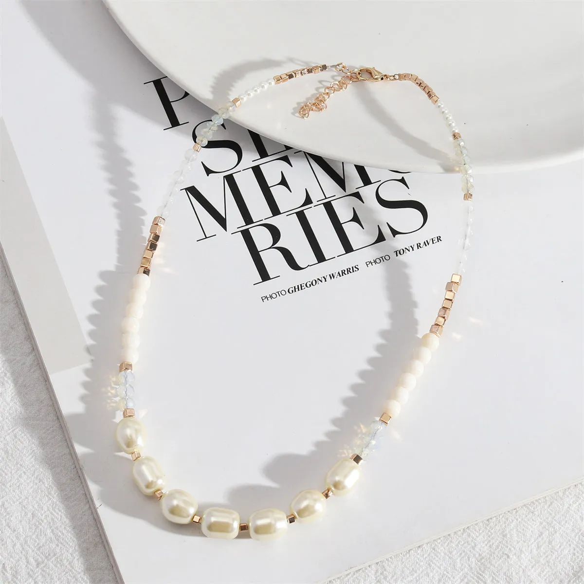 Pearl & Resin Acrylic 18K Gold-Plated Beaded Necklace