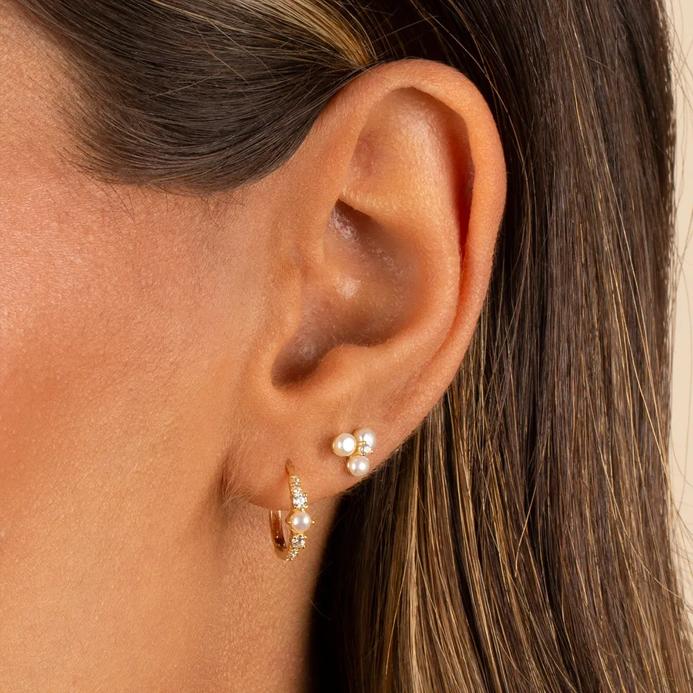 Pearl Trio Cluster Stud Earring