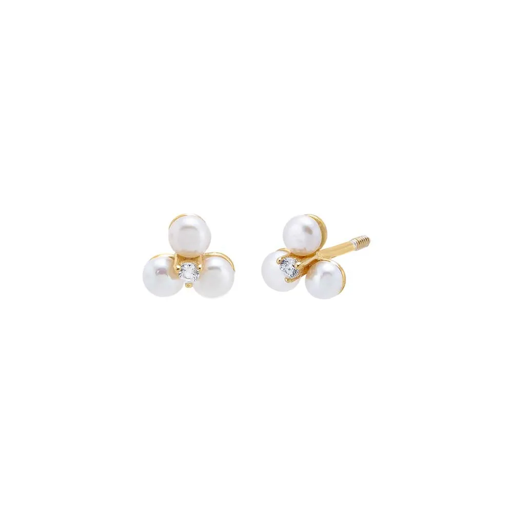 Pearl Trio Cluster Stud Earring