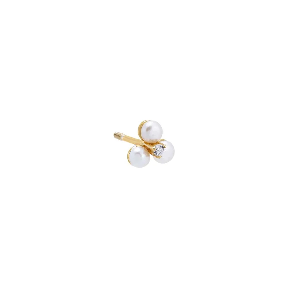 Pearl Trio Cluster Stud Earring