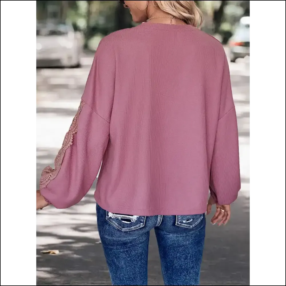 Perfee Lace Detail V-Neck Top