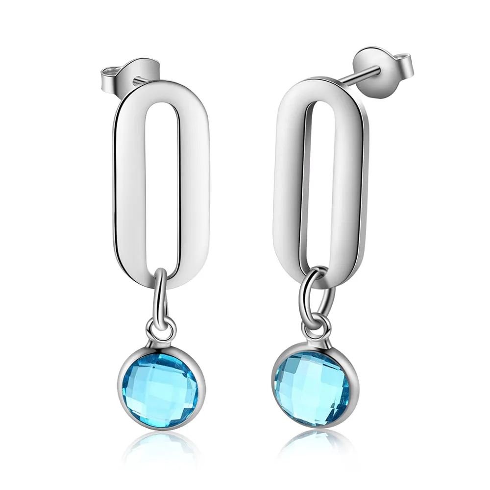 Personalized Name Drop Earrings with Birthstone