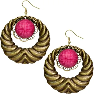 Pink Extra Large Gemstone Crescent Earrings