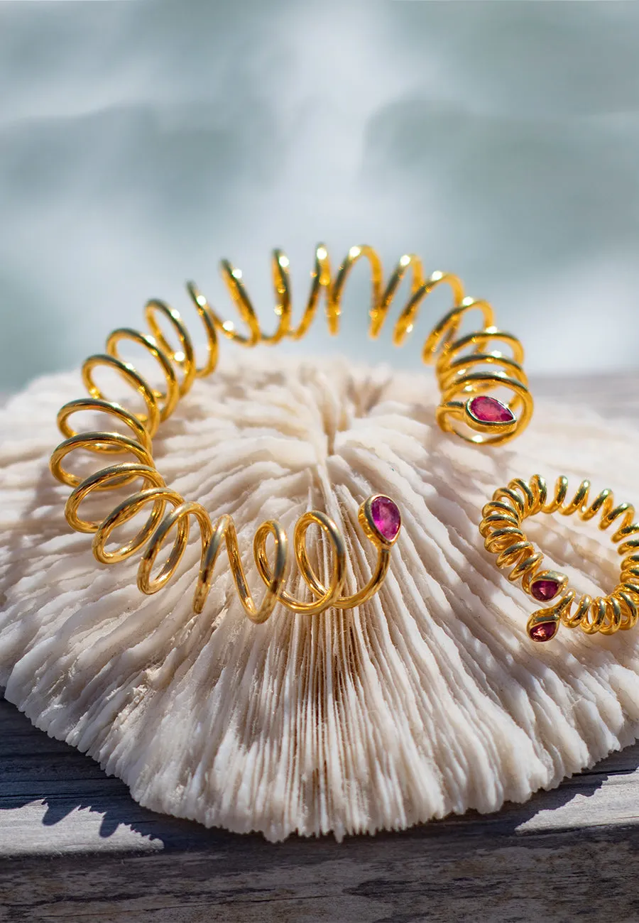 Pink Tourmaline Curl Cuff Bracelet