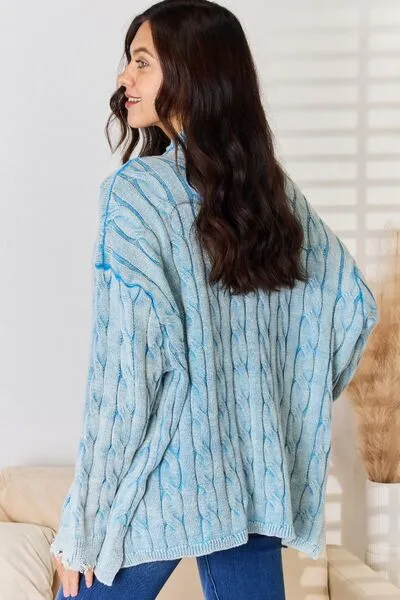 POL Cable-Knit Open Front Sweater Cardigan