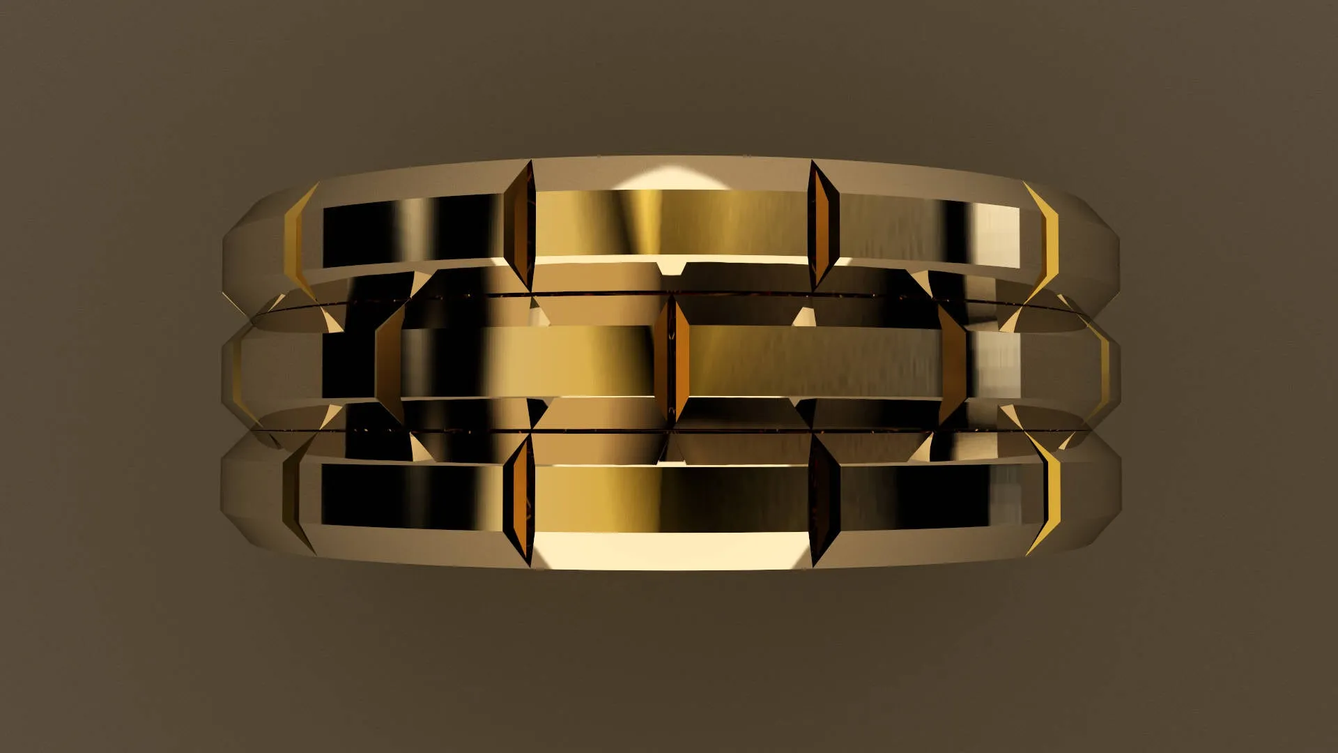 Polished Yellow Gold 8mm Brick Pattern Wedding Band