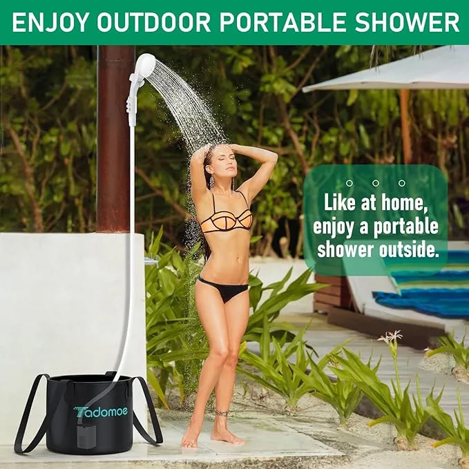 Portable Shower for Camping,Portable Shower Head & Spray Nozzle,Camping Shower Pump w/ 5200mAh Battery,USB Rechargeable Portable Shower for Beach,Camping