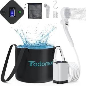 Portable Shower for Camping,Portable Shower Head & Spray Nozzle,Camping Shower Pump w/ 5200mAh Battery,USB Rechargeable Portable Shower for Beach,Camping