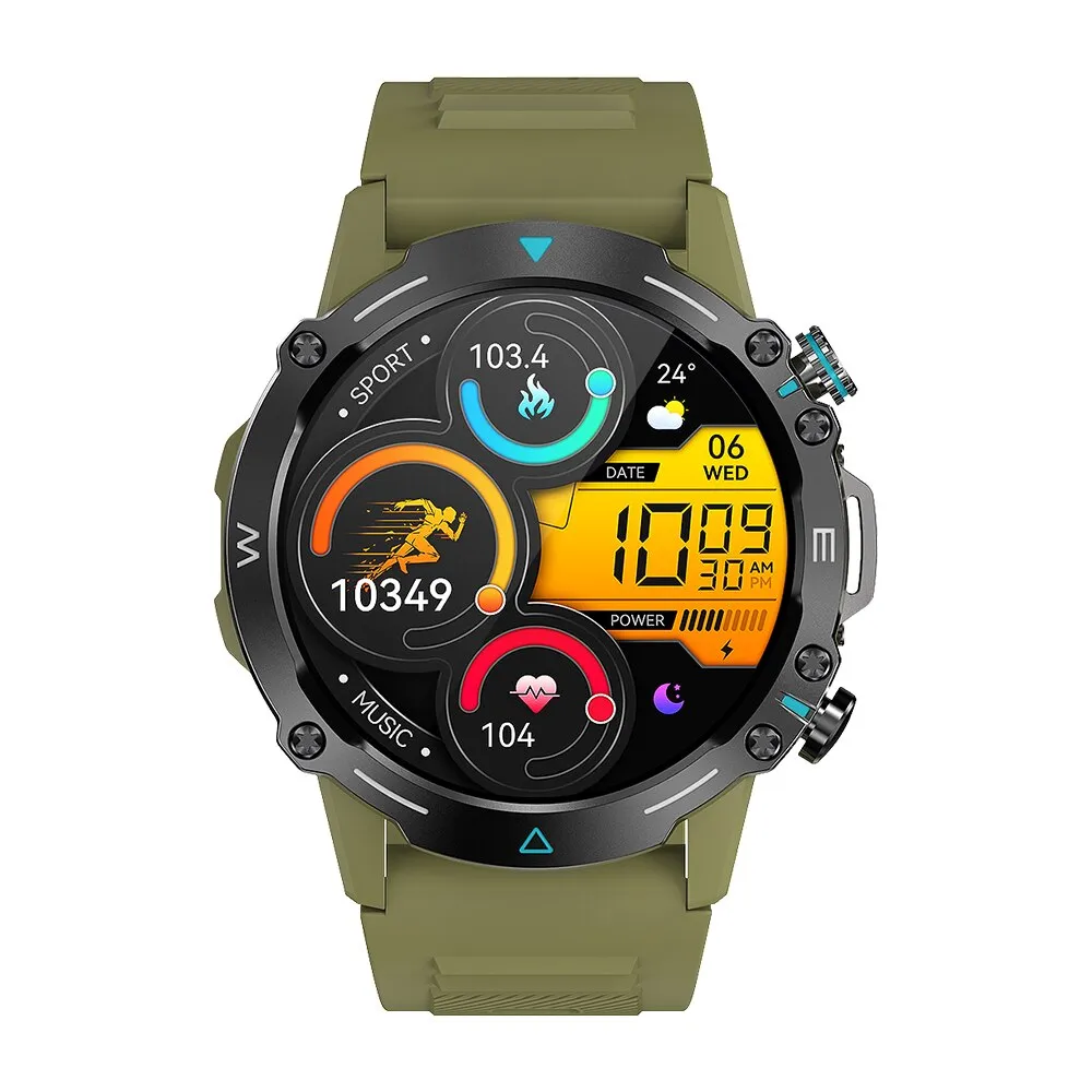 Premium Outdoor Sports Smartwatch for Men – GPS, 1.53" HD Display, Bluetooth Call, Compass, LED Flashlight, 3ATM Waterproof, Fitness & Health Monitoring for Android & iOS