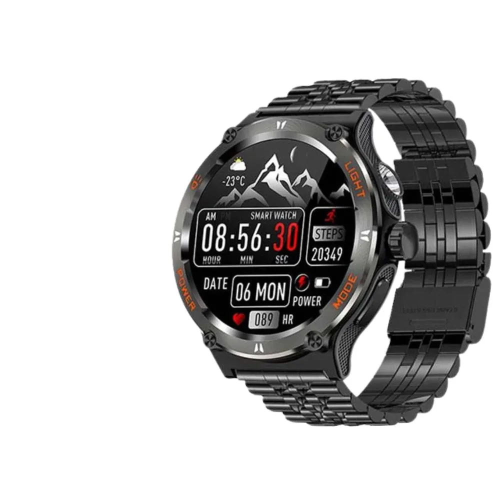 Premium Outdoor Sports Smartwatch for Men – GPS, 1.53" HD Display, Bluetooth Call, Compass, LED Flashlight, 3ATM Waterproof, Fitness & Health Monitoring for Android & iOS