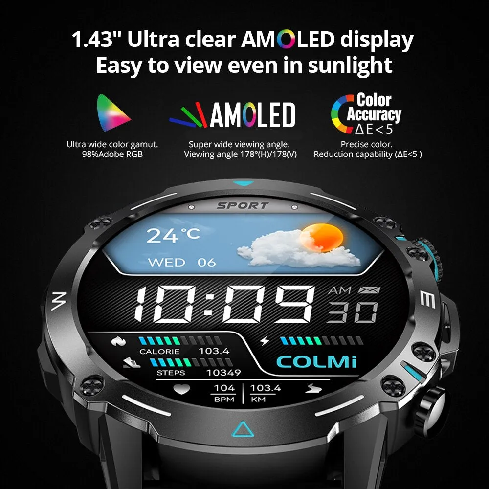 Premium Outdoor Sports Smartwatch for Men – GPS, 1.53" HD Display, Bluetooth Call, Compass, LED Flashlight, 3ATM Waterproof, Fitness & Health Monitoring for Android & iOS