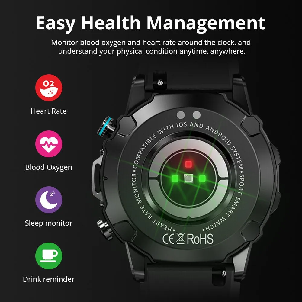 Premium Outdoor Sports Smartwatch for Men – GPS, 1.53" HD Display, Bluetooth Call, Compass, LED Flashlight, 3ATM Waterproof, Fitness & Health Monitoring for Android & iOS