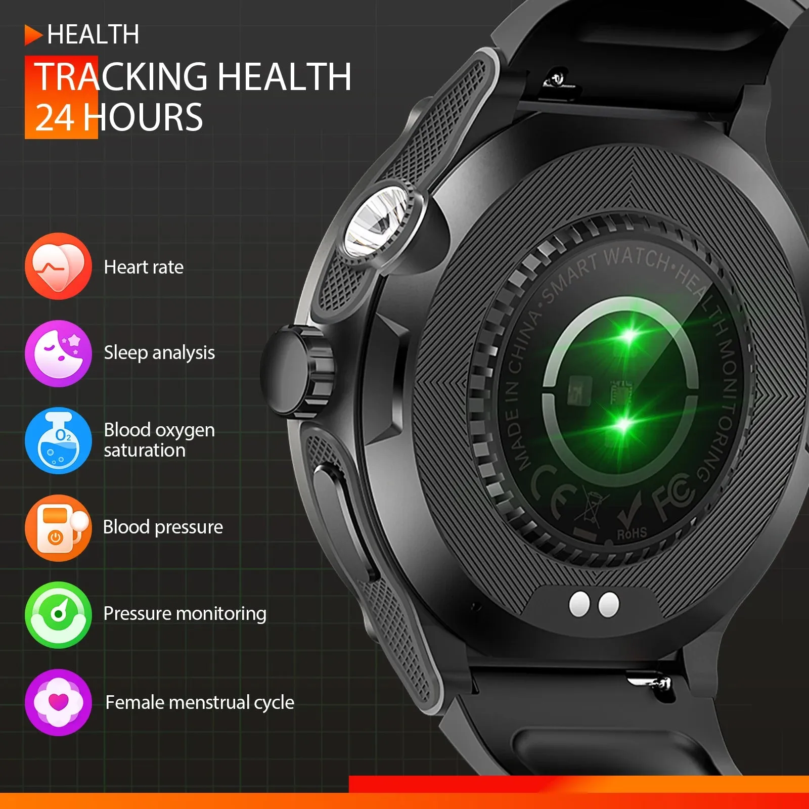 Premium Outdoor Sports Smartwatch for Men – GPS, 1.53" HD Display, Bluetooth Call, Compass, LED Flashlight, 3ATM Waterproof, Fitness & Health Monitoring for Android & iOS