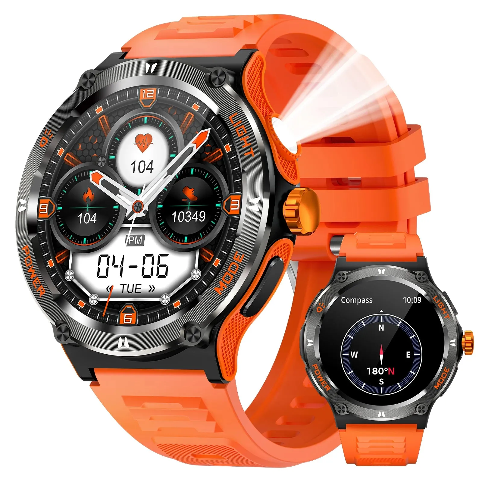 Premium Outdoor Sports Smartwatch for Men – GPS, 1.53" HD Display, Bluetooth Call, Compass, LED Flashlight, 3ATM Waterproof, Fitness & Health Monitoring for Android & iOS