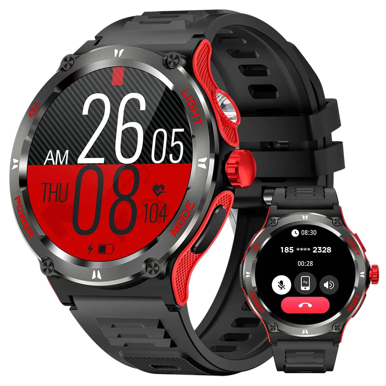Premium Outdoor Sports Smartwatch for Men – GPS, 1.53" HD Display, Bluetooth Call, Compass, LED Flashlight, 3ATM Waterproof, Fitness & Health Monitoring for Android & iOS