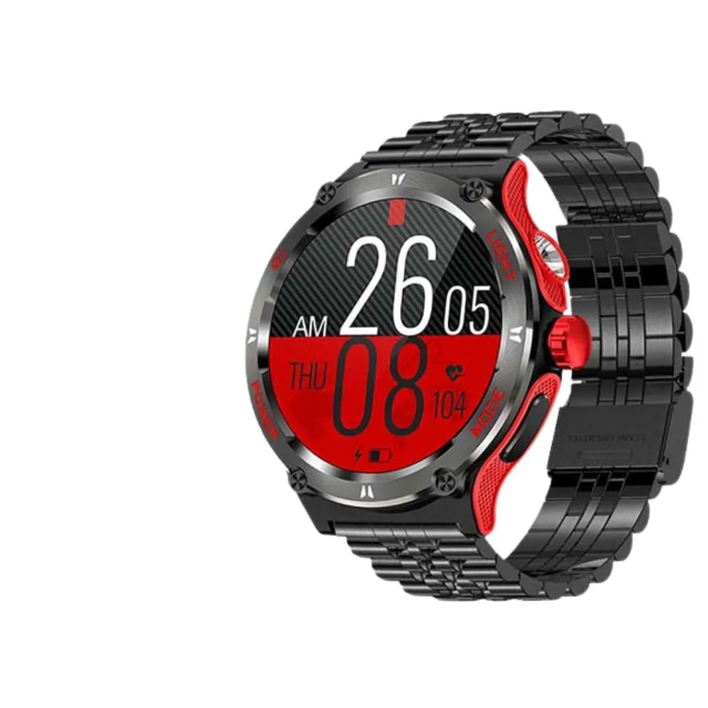 Premium Outdoor Sports Smartwatch for Men – GPS, 1.53" HD Display, Bluetooth Call, Compass, LED Flashlight, 3ATM Waterproof, Fitness & Health Monitoring for Android & iOS