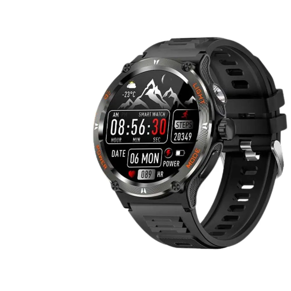 Premium Outdoor Sports Smartwatch for Men – GPS, 1.53" HD Display, Bluetooth Call, Compass, LED Flashlight, 3ATM Waterproof, Fitness & Health Monitoring for Android & iOS
