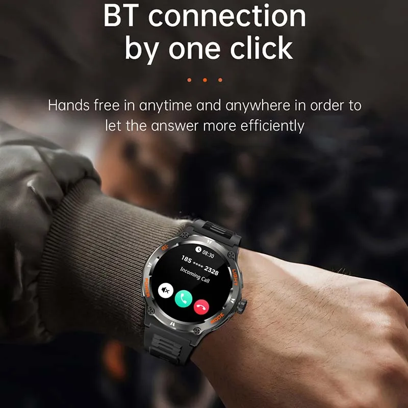 Premium Outdoor Sports Smartwatch for Men – GPS, 1.53" HD Display, Bluetooth Call, Compass, LED Flashlight, 3ATM Waterproof, Fitness & Health Monitoring for Android & iOS