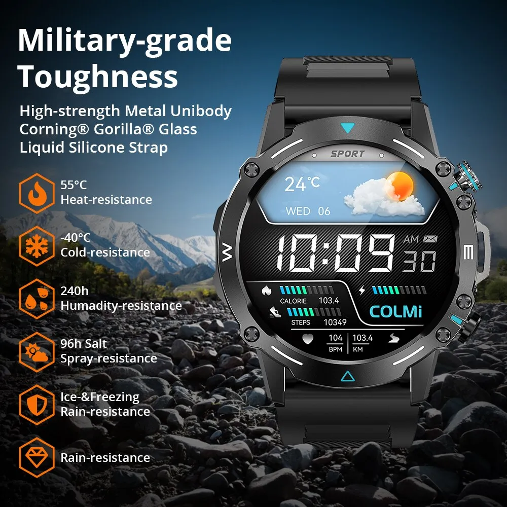 Premium Outdoor Sports Smartwatch for Men – GPS, 1.53" HD Display, Bluetooth Call, Compass, LED Flashlight, 3ATM Waterproof, Fitness & Health Monitoring for Android & iOS