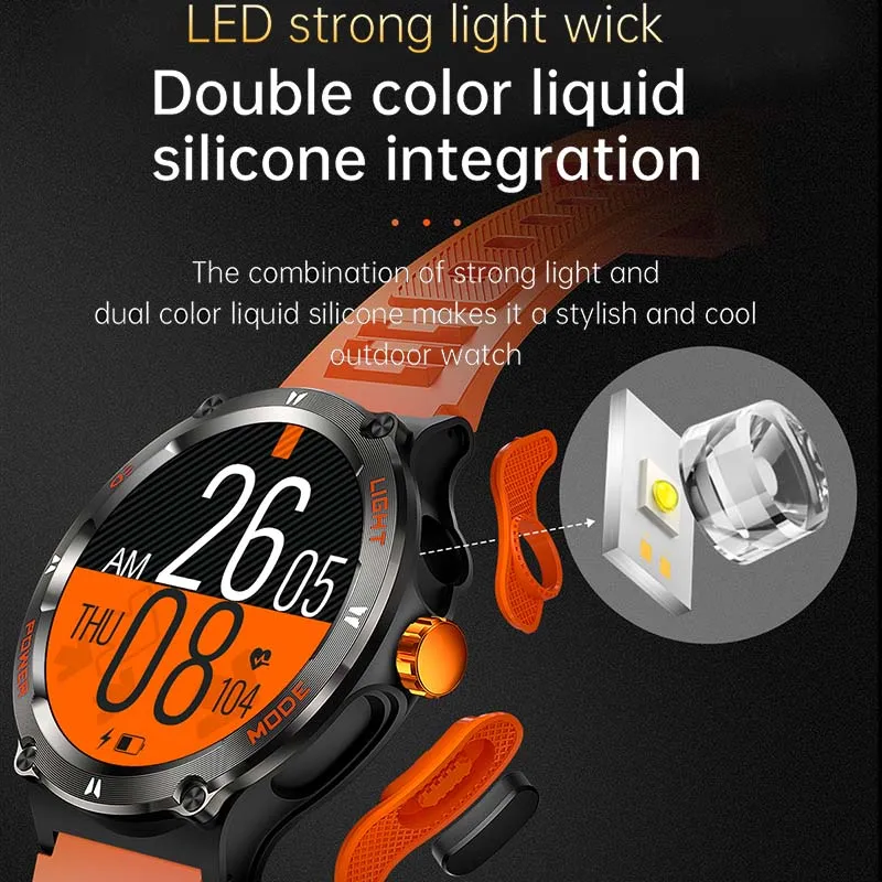 Premium Outdoor Sports Smartwatch for Men – GPS, 1.53" HD Display, Bluetooth Call, Compass, LED Flashlight, 3ATM Waterproof, Fitness & Health Monitoring for Android & iOS