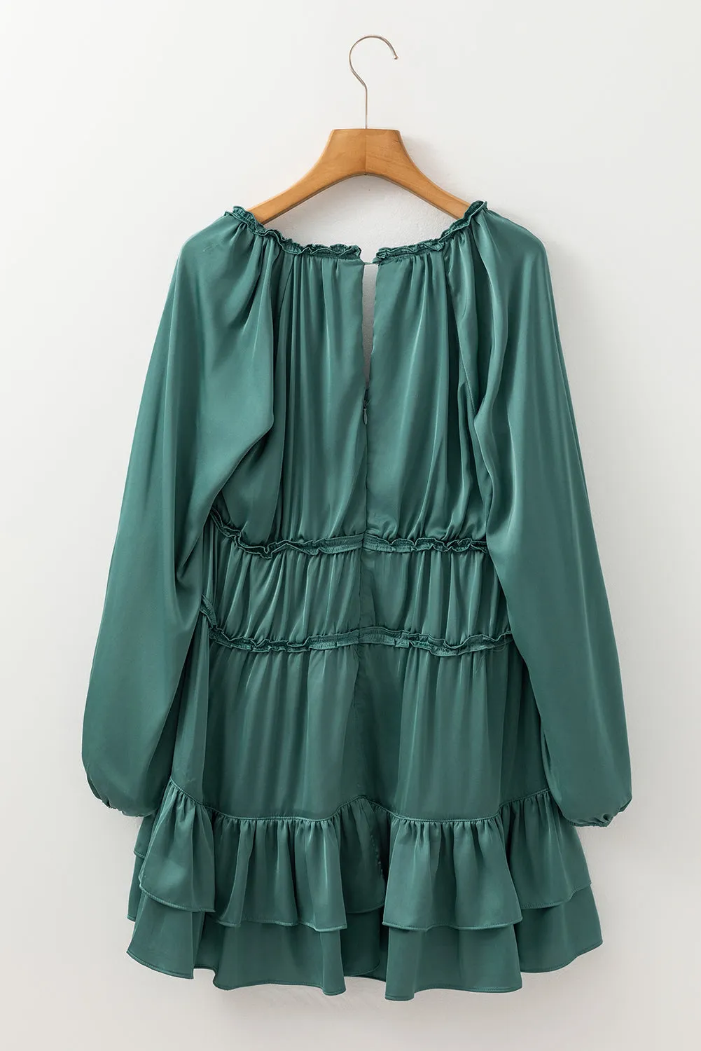 Puff Sleeve Loose Fit Tiered Ruffle Mini Dress