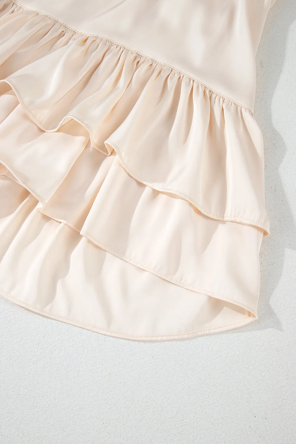 Puff Sleeve Loose Fit Tiered Ruffle Mini Dress