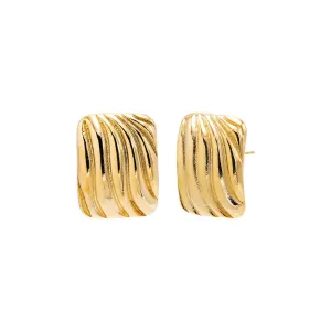 Puffy Ridged On The Ear Stud Earring