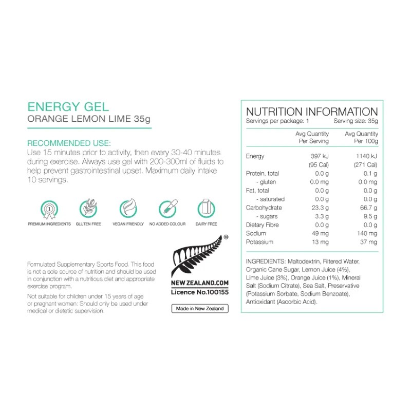 PURE Energy Gels - Orange Lemon Lime 35G
