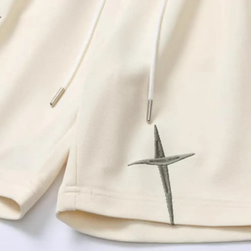 "Casual Star Embroidery Drawstring" Shorts