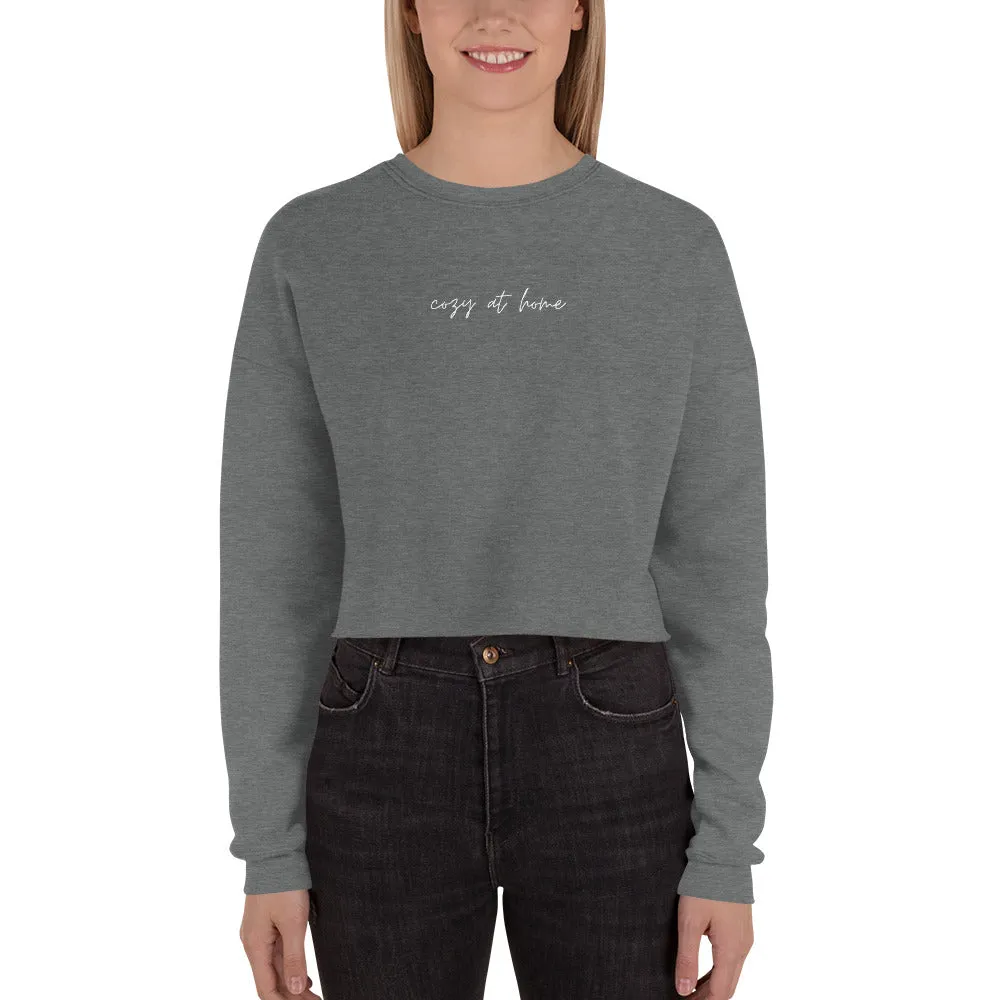 "Cozy at Home- WHITE" Crop Sweatshirt