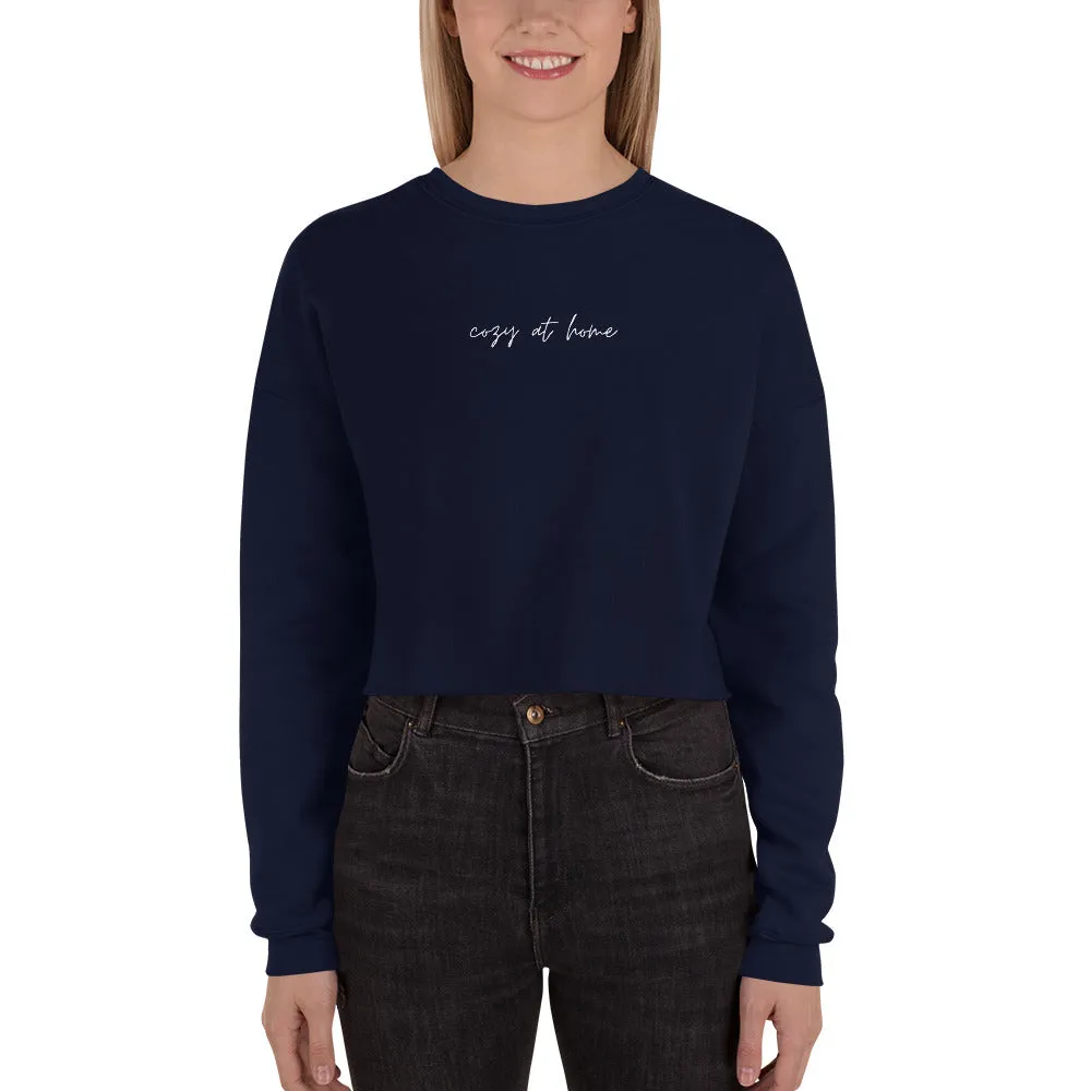 "Cozy at Home- WHITE" Crop Sweatshirt