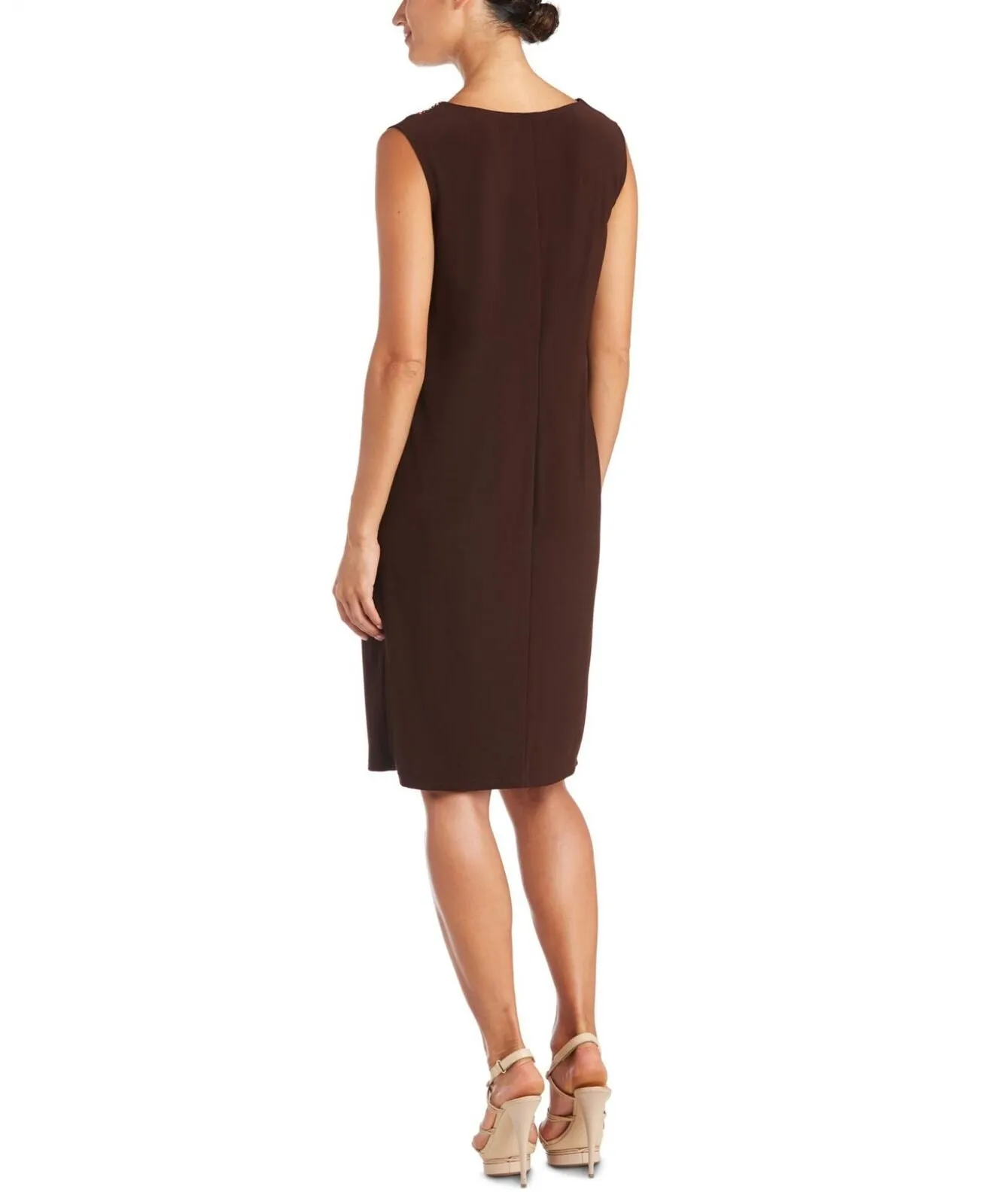 R&m Richards Womens Knit Plus Size Puff-Print Dress 7503W Brown 22W