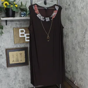 R&m Richards Womens Knit Plus Size Puff-Print Dress 7503W Brown 22W
