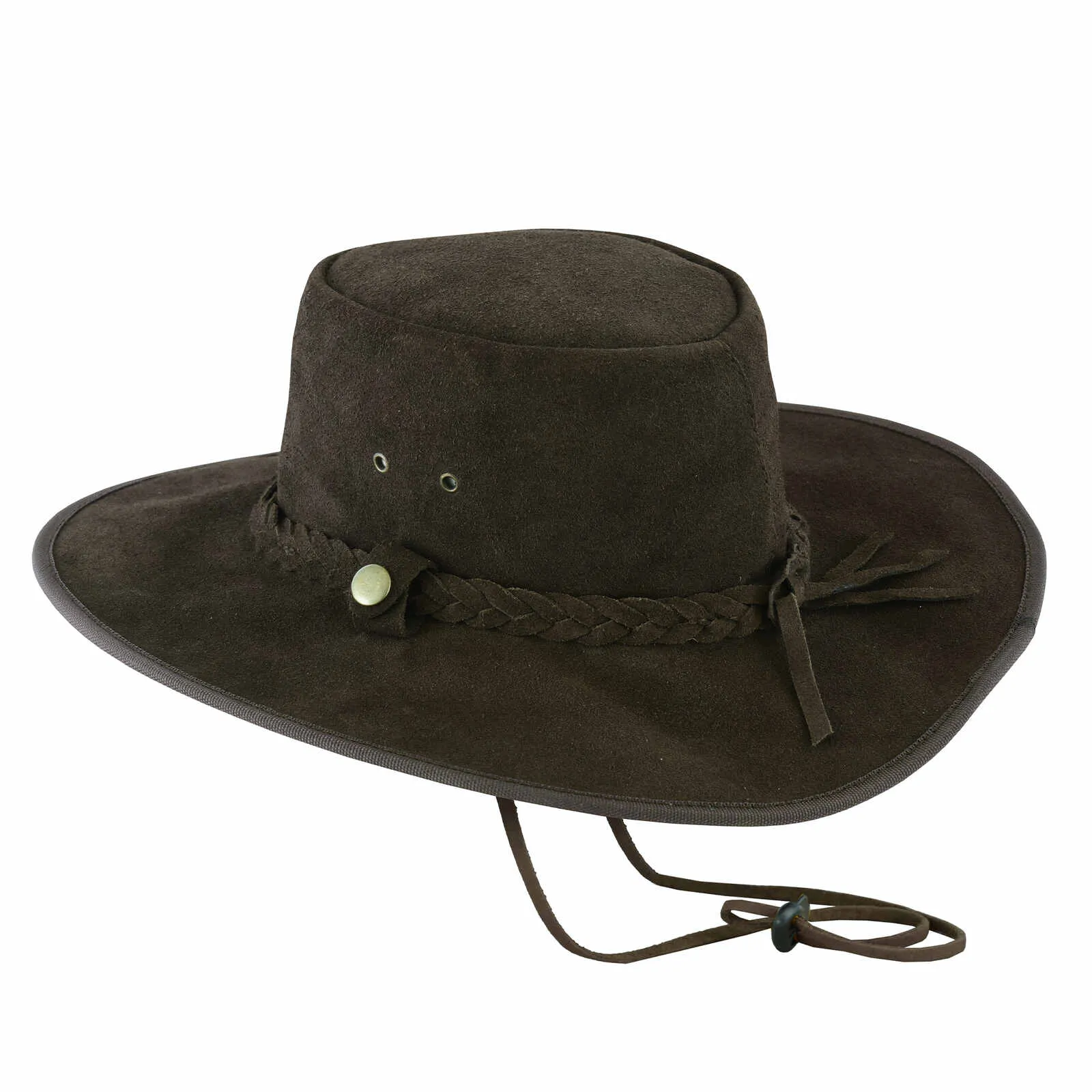 Real Suede Dark Brown Aussie Style Western Outback Bush Hat