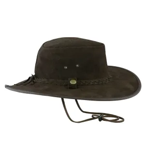 Real Suede Dark Brown Aussie Style Western Outback Bush Hat