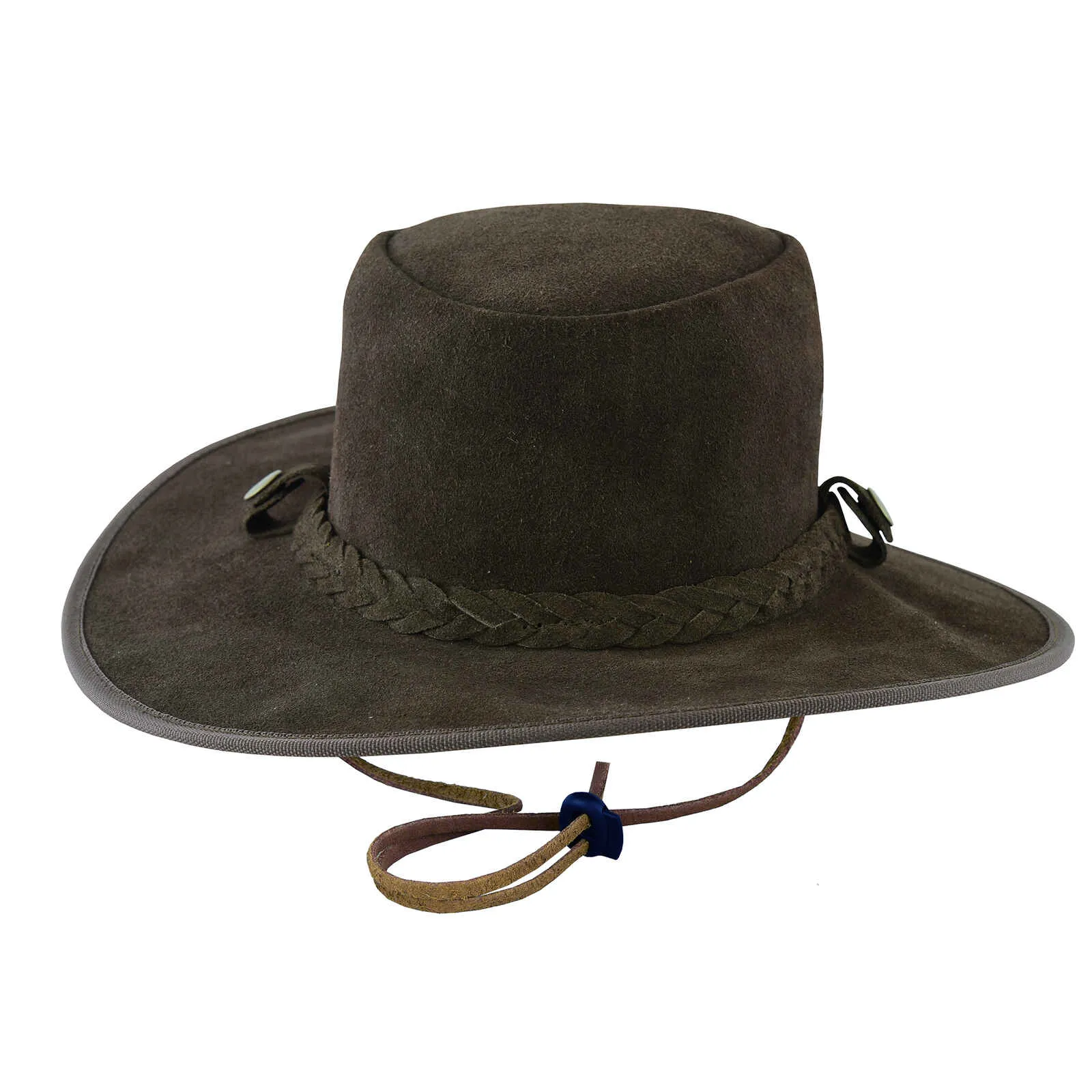 Real Suede Dark Brown Aussie Style Western Outback Bush Hat