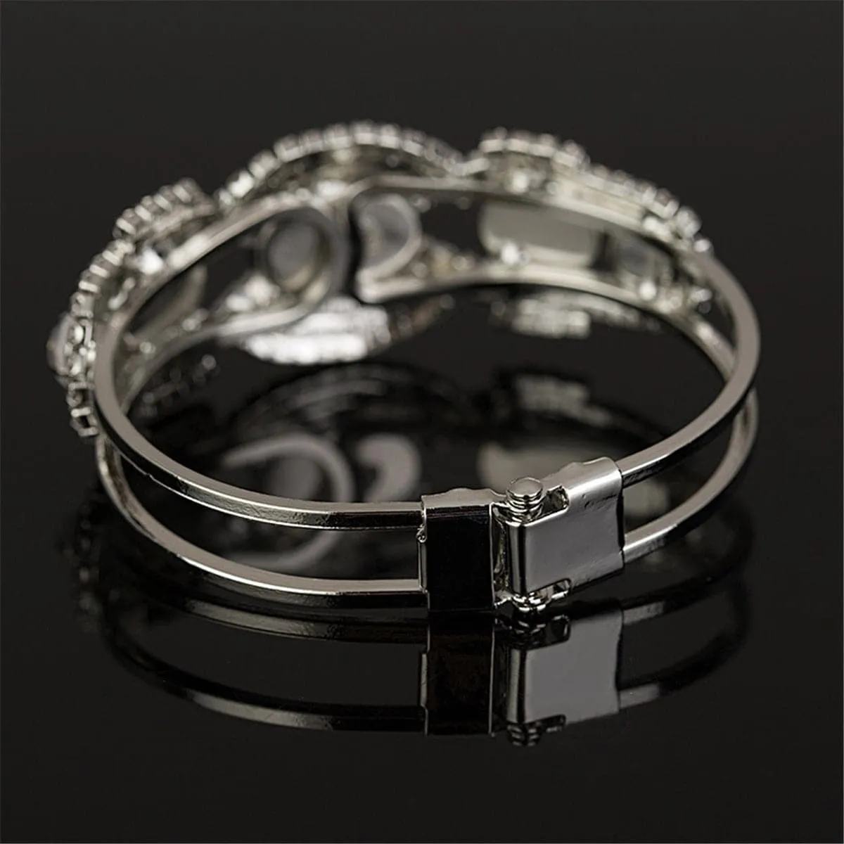 Red & Silver-Plated Oval Bangle