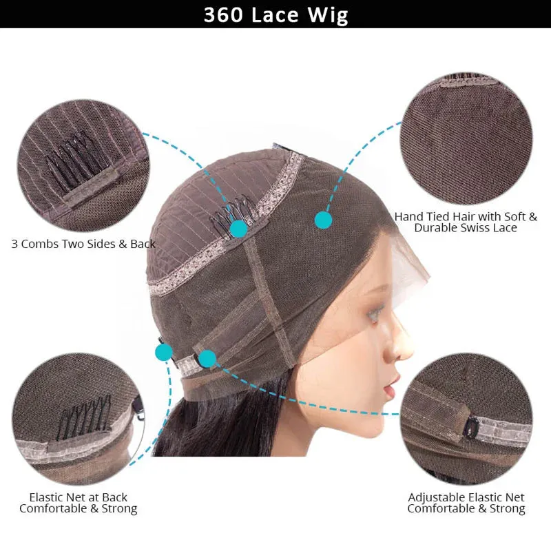 Reddish Brown 360 HD Transparent Lace Frontal Wigs Body Wave & Straight Pre Plucked 100% Human Hair