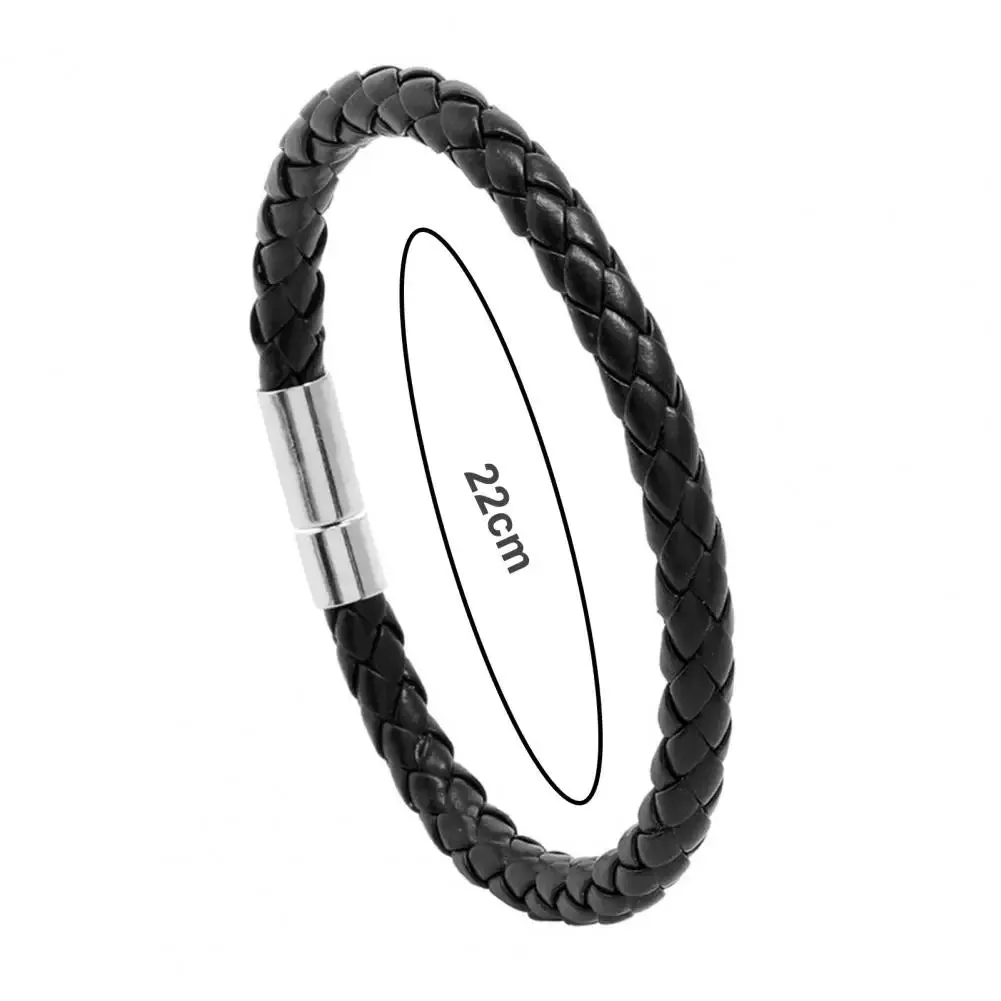 Refined Black Leather Bracelet with Classic Braiding A Stylish Men's New Year Accessory and Gift