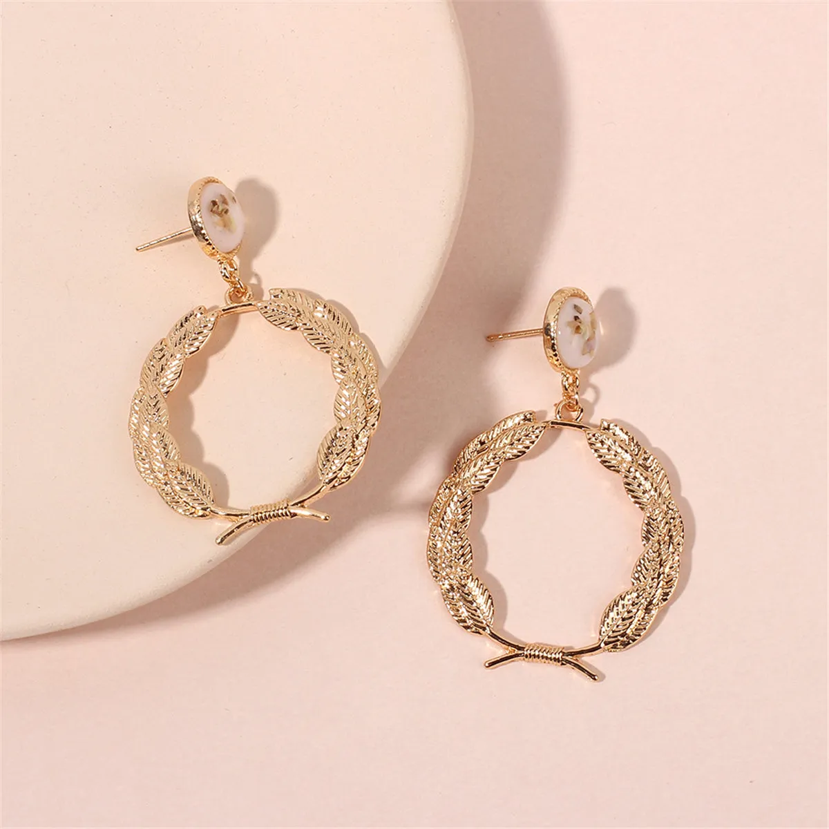 Resin & 18K Gold-Plated Leaf Drop Earrings
