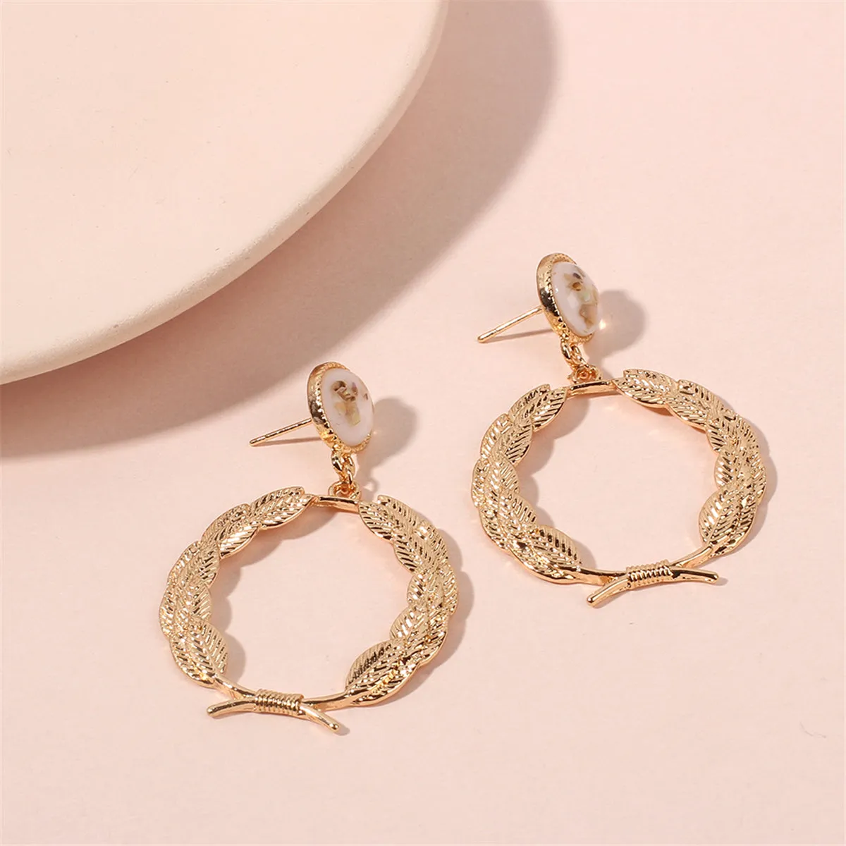 Resin & 18K Gold-Plated Leaf Drop Earrings