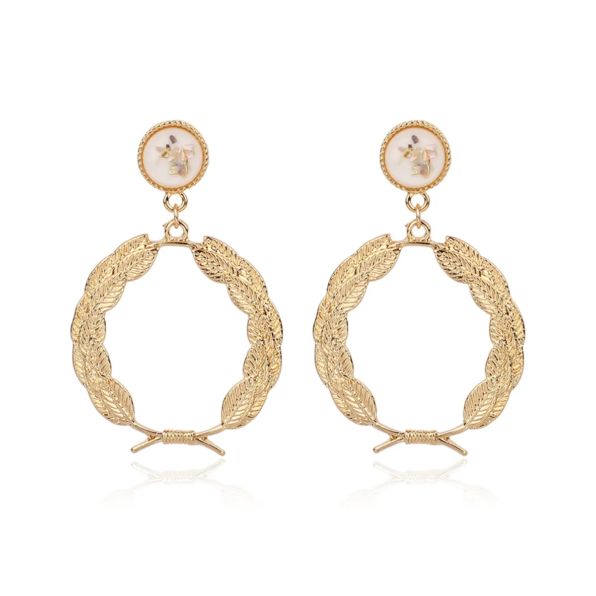 Resin & 18K Gold-Plated Leaf Drop Earrings