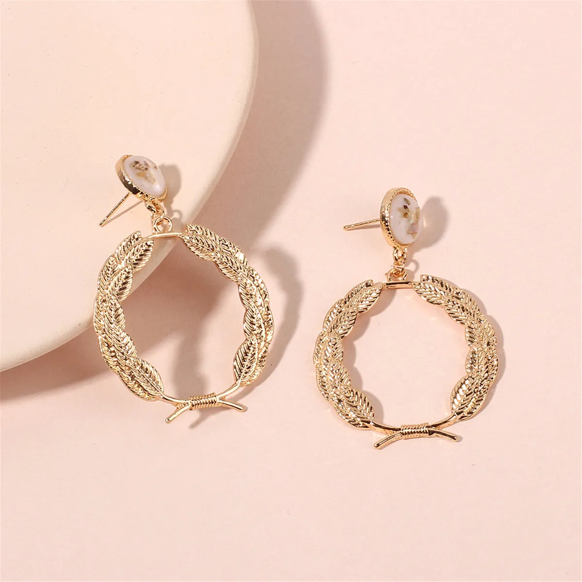 Resin & 18K Gold-Plated Leaf Drop Earrings