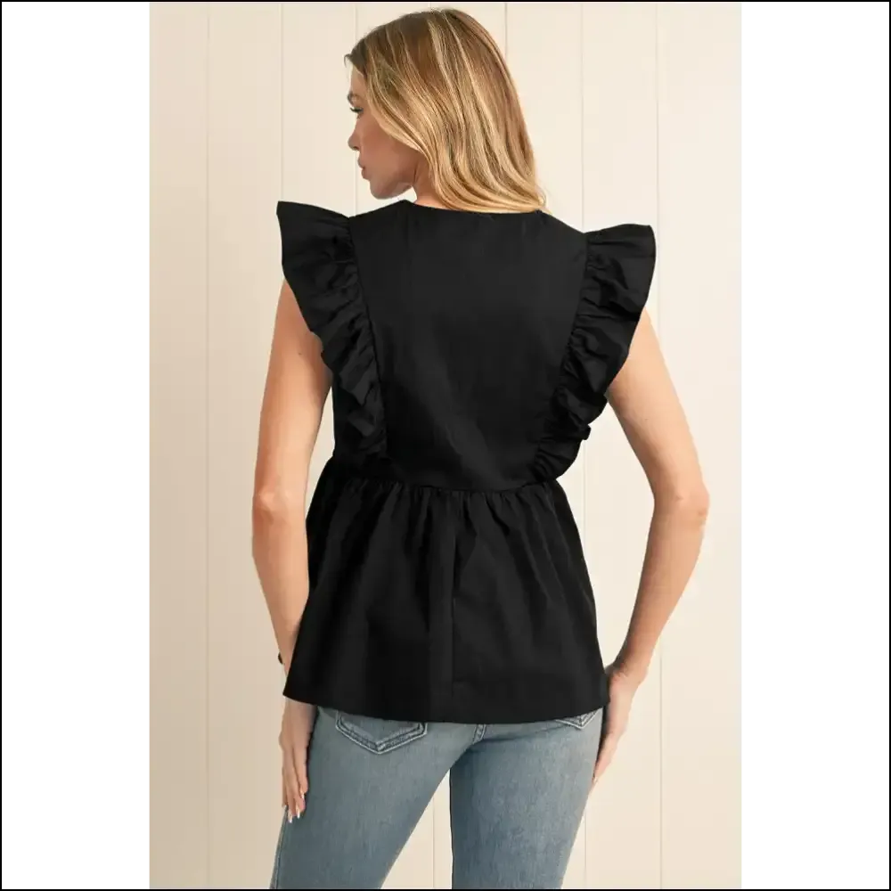Ricrac Ruffle Ready? Black Ricrac Ruffle v Neck Chicness  🖤 Needful Things