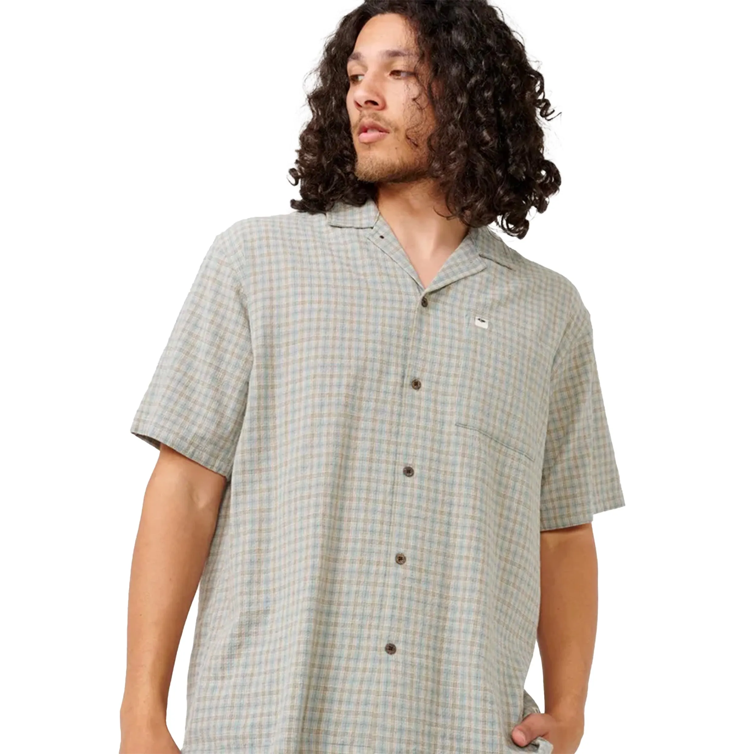 RIP CURL CLASSIC SURF CHECK SHIRT MINERAL BLUE