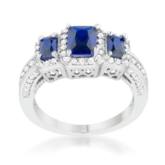 Rita Three Stone Sapphire Radiant CZ Ring | 4.5ct