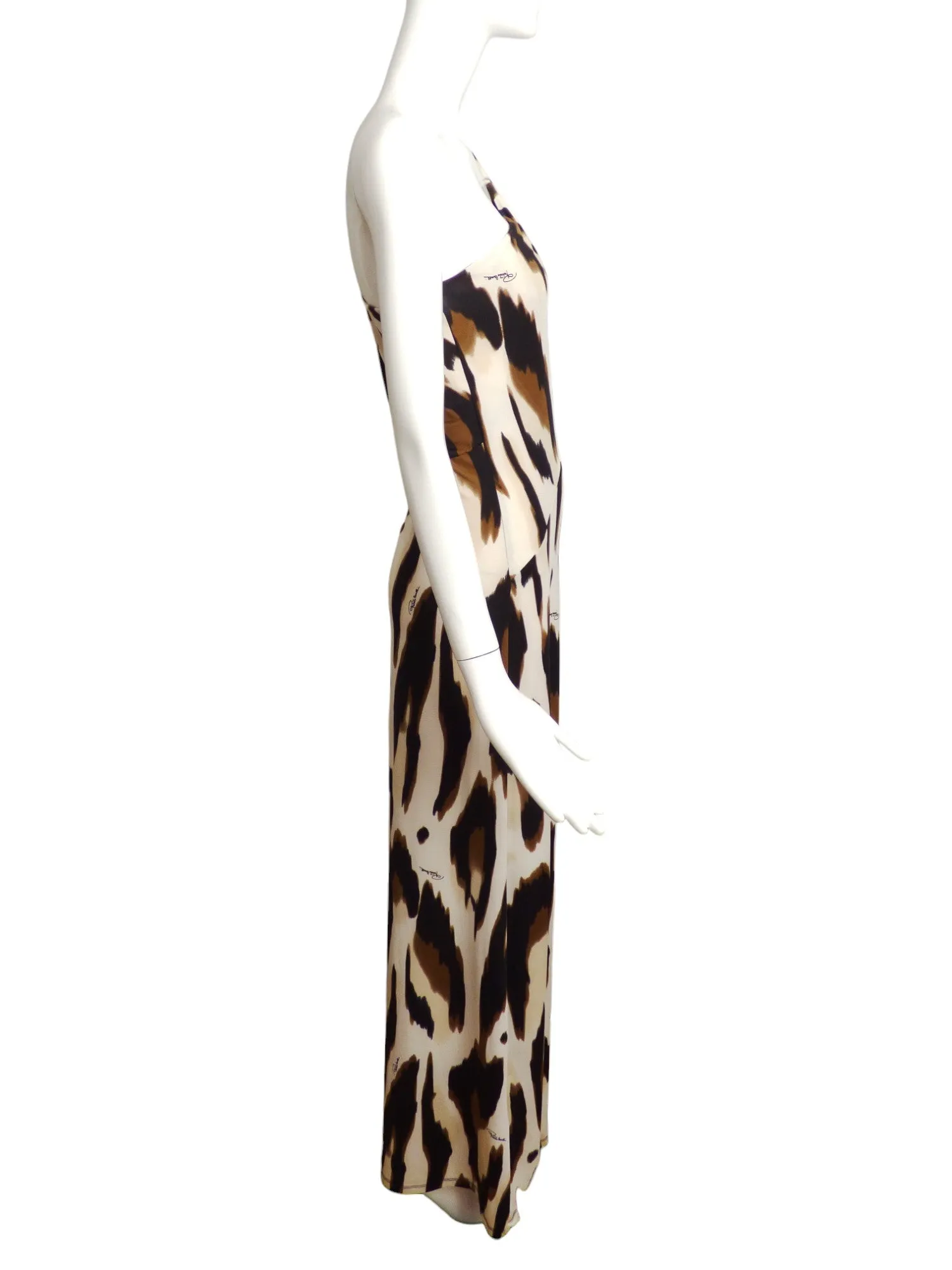 ROBERTO CAVALLI- 2011 Print Jersey One Shoulder Evening Dress, Size 10