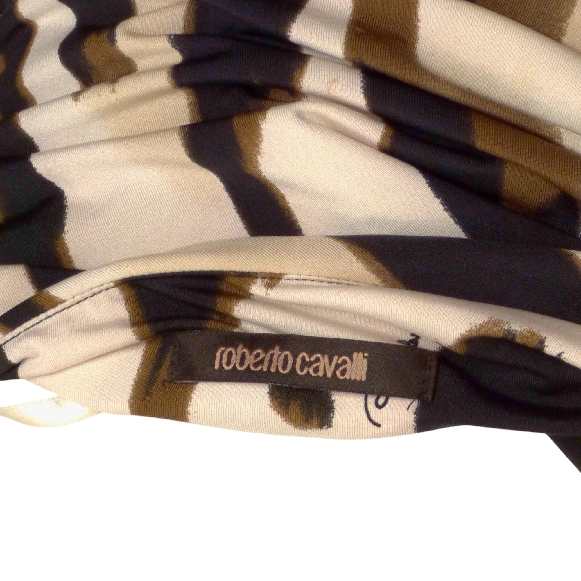 ROBERTO CAVALLI- 2011 Print Jersey One Shoulder Evening Dress, Size 10