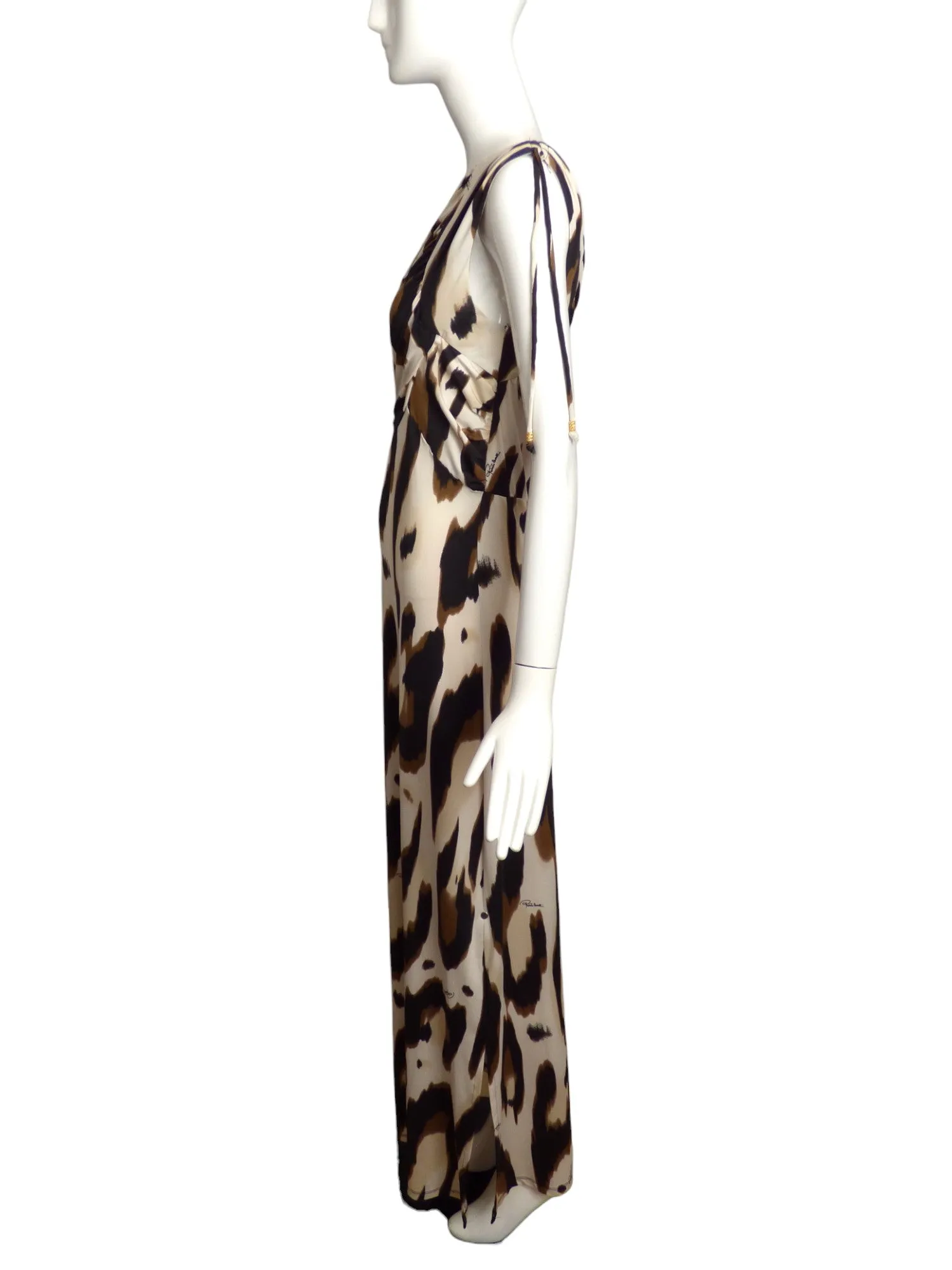 ROBERTO CAVALLI- 2011 Print Jersey One Shoulder Evening Dress, Size 10