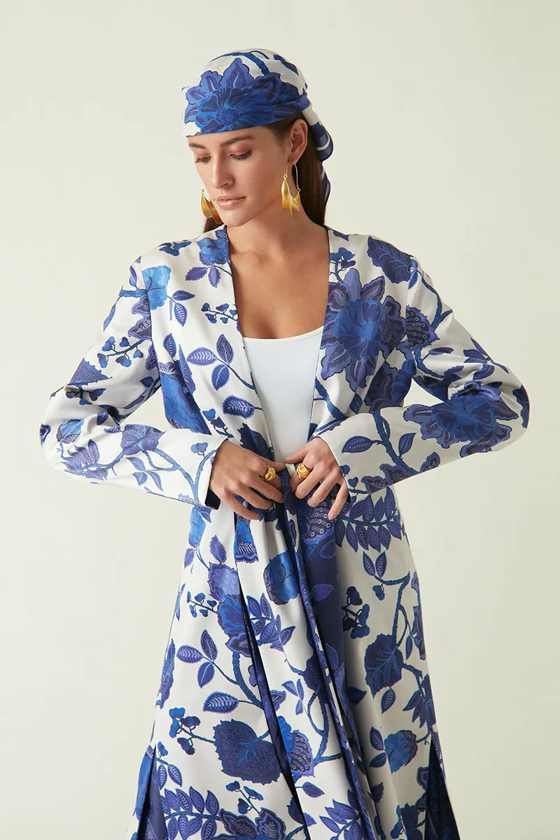 Rockefeller Holidays I  Kelang Reversible Printed Jacket Modal Satin White/Navy Java collection 7JV-47